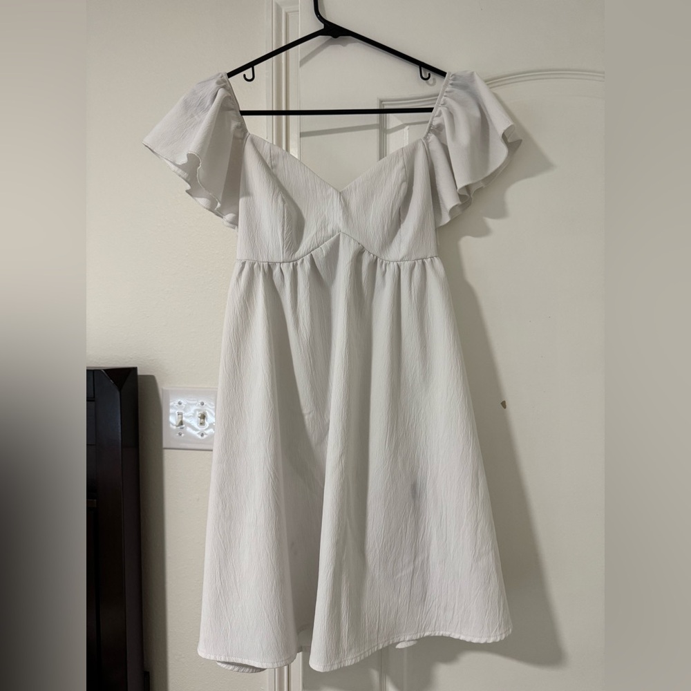 SHEIN White Off-Shoulder Tie-Back Mini Dress